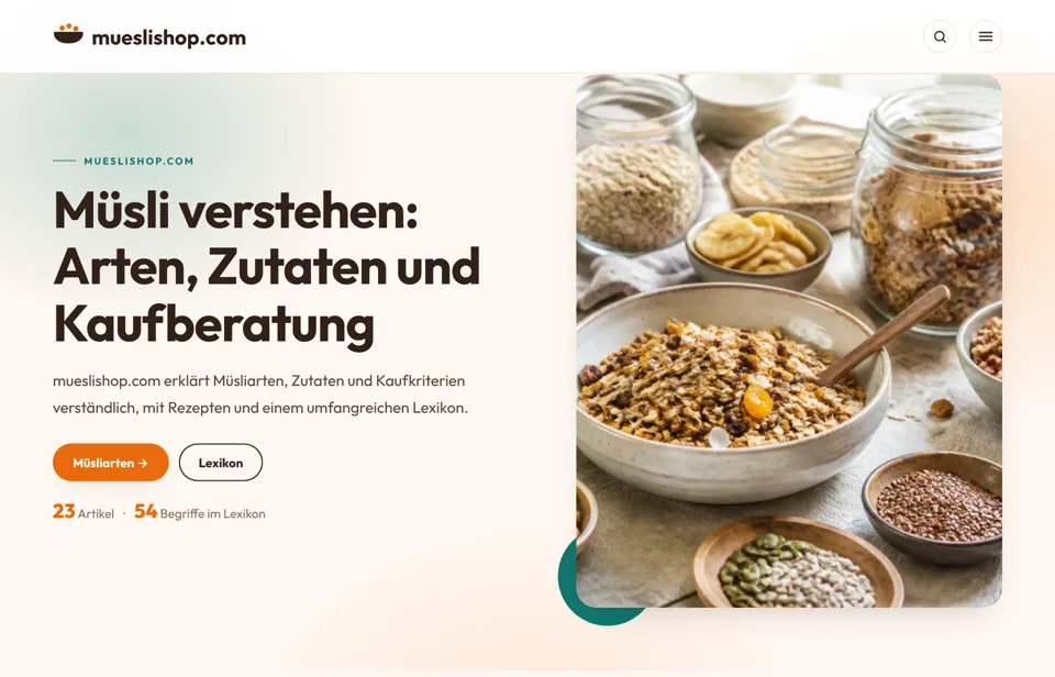 Página de inicio de mueslishop.com